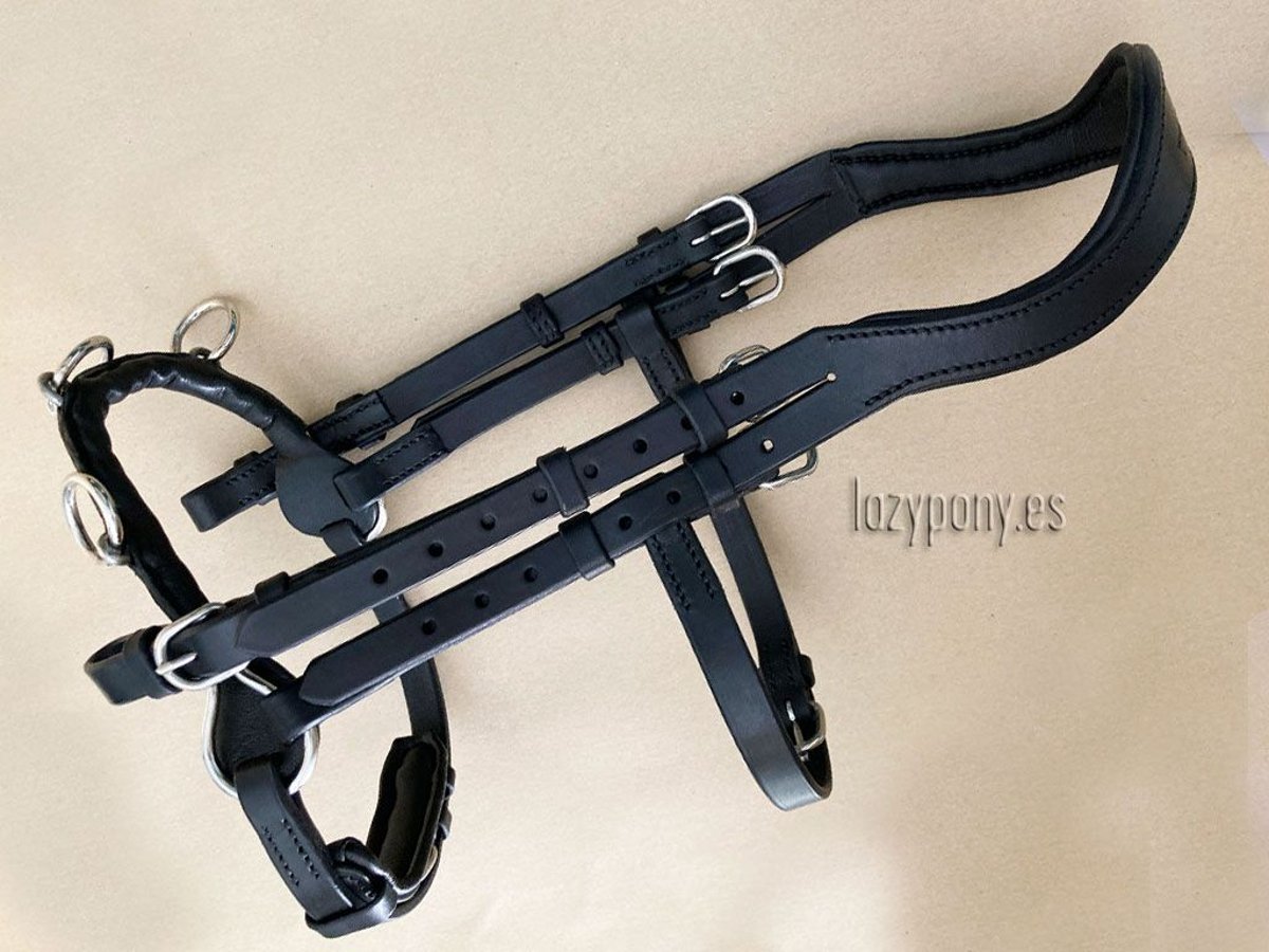 Leather horse bridle École Lazypony, cavesson bridle, Cabezada de cuero para caballos École Lazypony