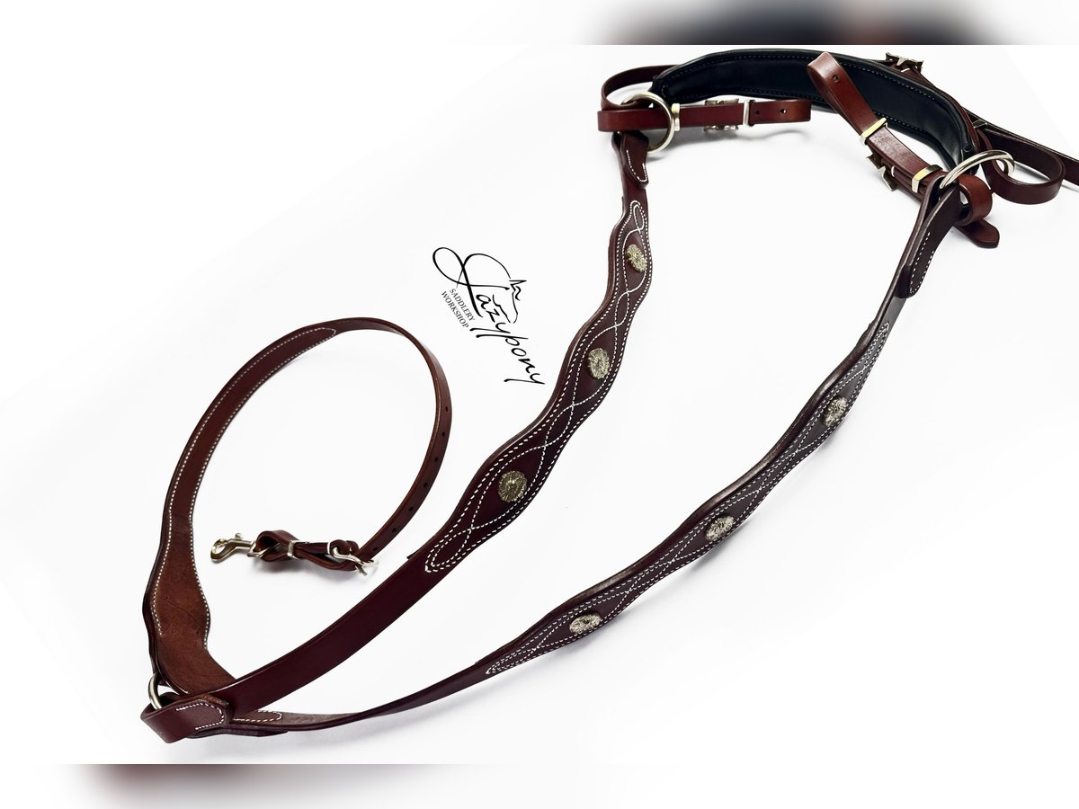 Pechopetral Portugués Lazypony, baroque horse breastplate, pechopetral de cuero Lazypony