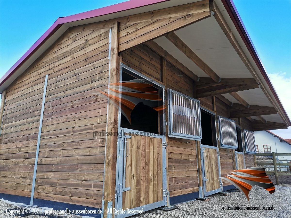 TOP Stallbau: Pferdestall bauen, Außenboxen, Pferdeboxen und Weideunterstand, Unterstand, Weidehütte