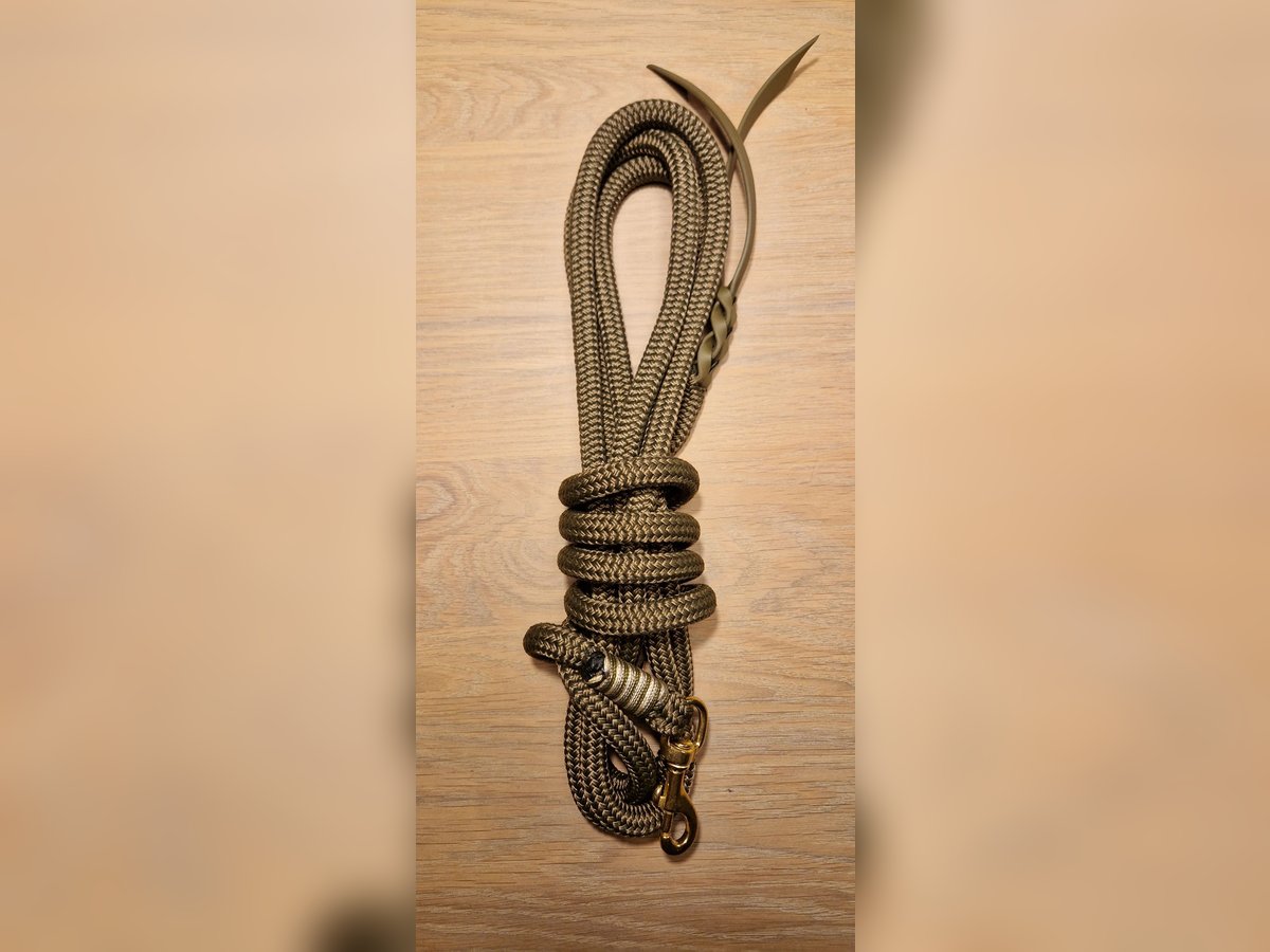 Set Bodenarbeitsseil Knotenhalfter 3,70m WB Olive NEU Equidreams