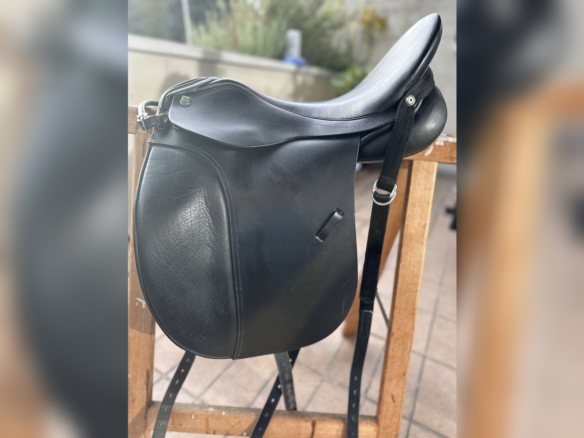 Neuwertiger Massimo Dressur II Sattel mit franzö. Kissen, KW 38 (auf 39 abgeändert), 17,5“ zu verk.