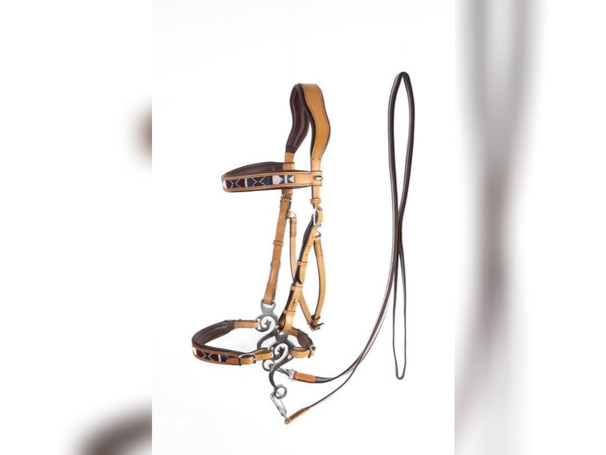 esprit bridless bridle, natur, warmblut mit music hackamore seitenteil