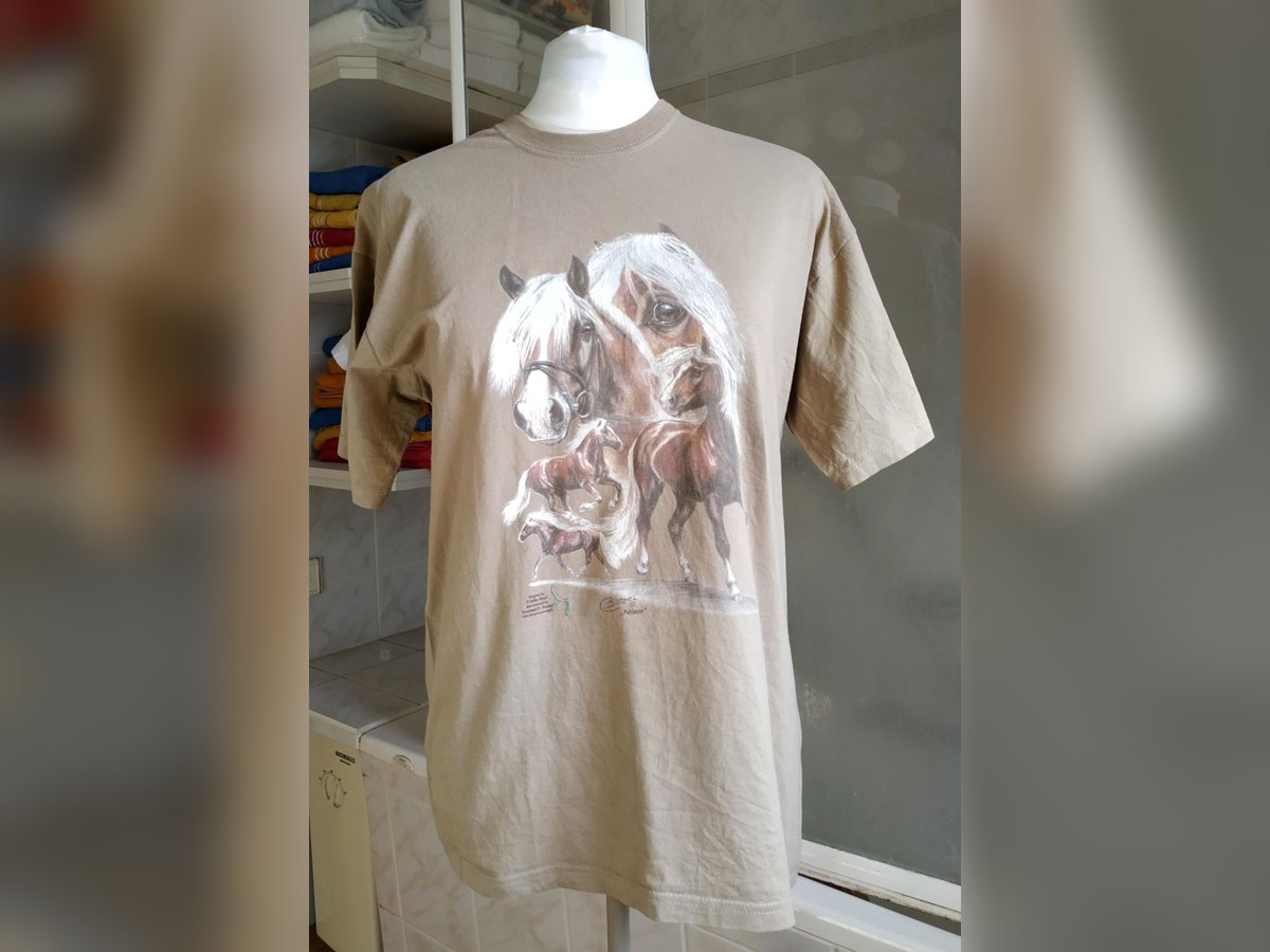 T-Shirt beige mit Pferdemotiv Gr. 164