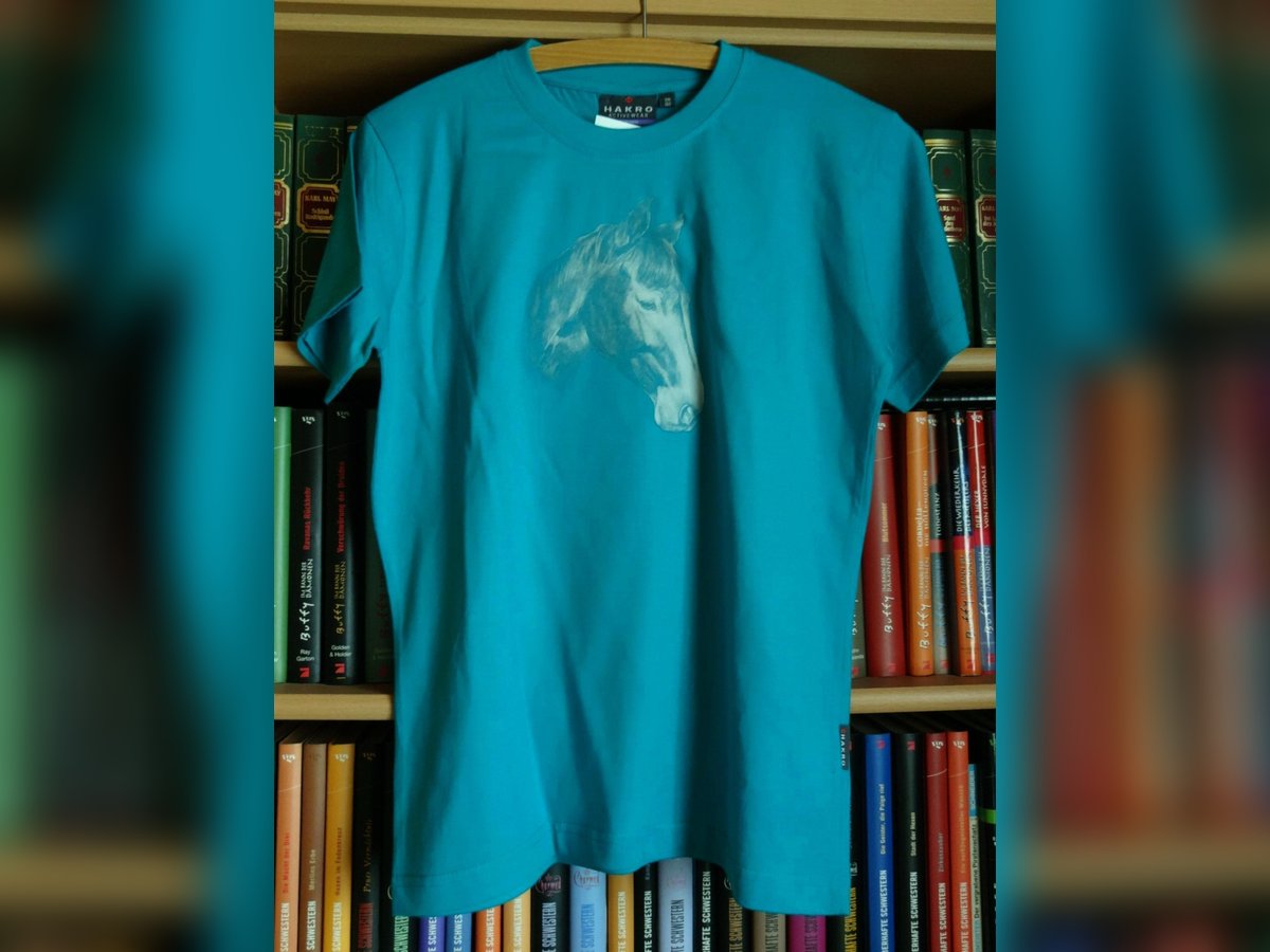 T-Shirt mit Pferdemotiv "Portrait" petrol Gr. 128