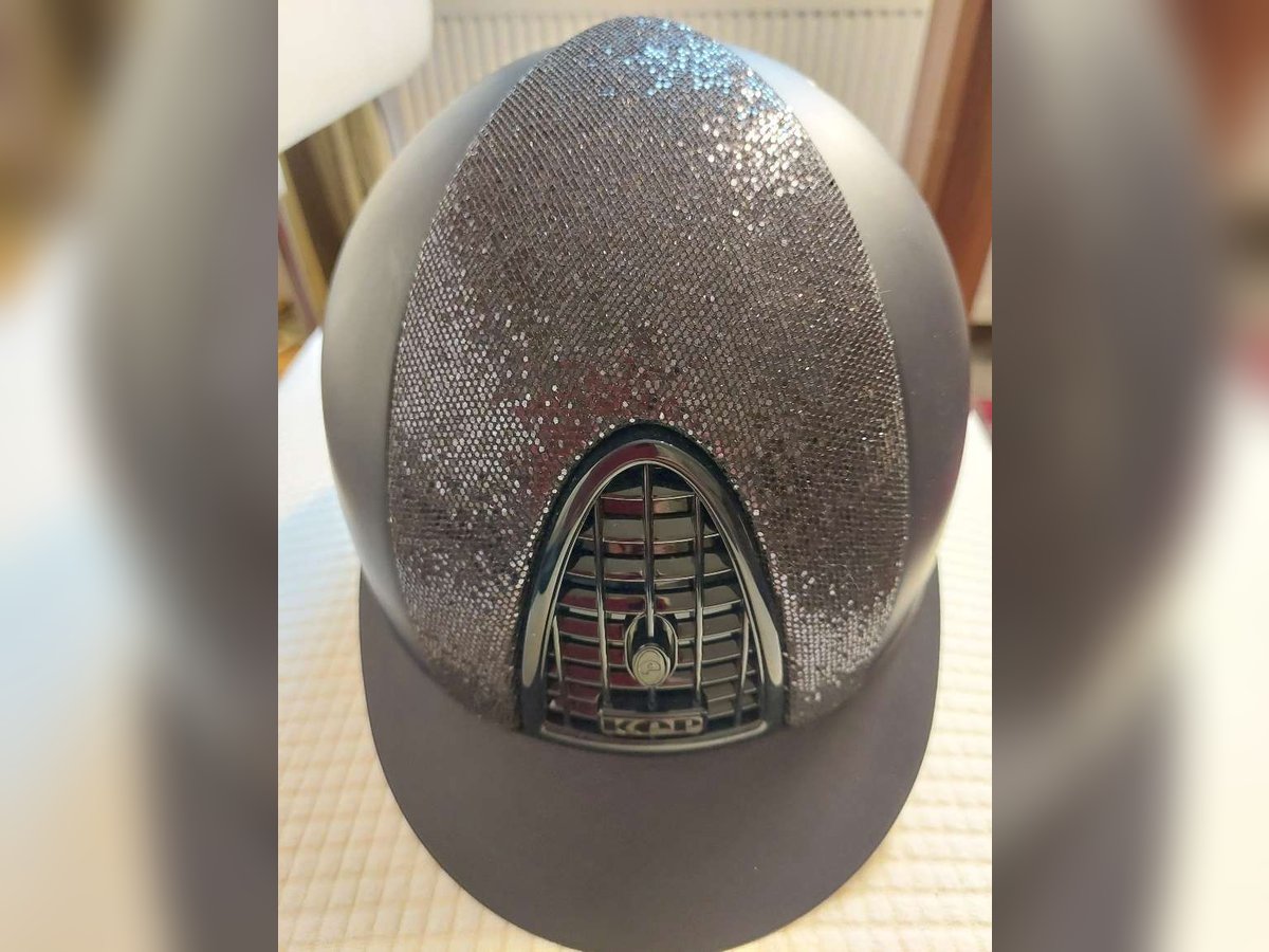 KEP Reithelm Cromo 2.0 Matt Inserto Glitter mit Polo-Schirm, inkl. Tasche und Inlay, dunkelblau 