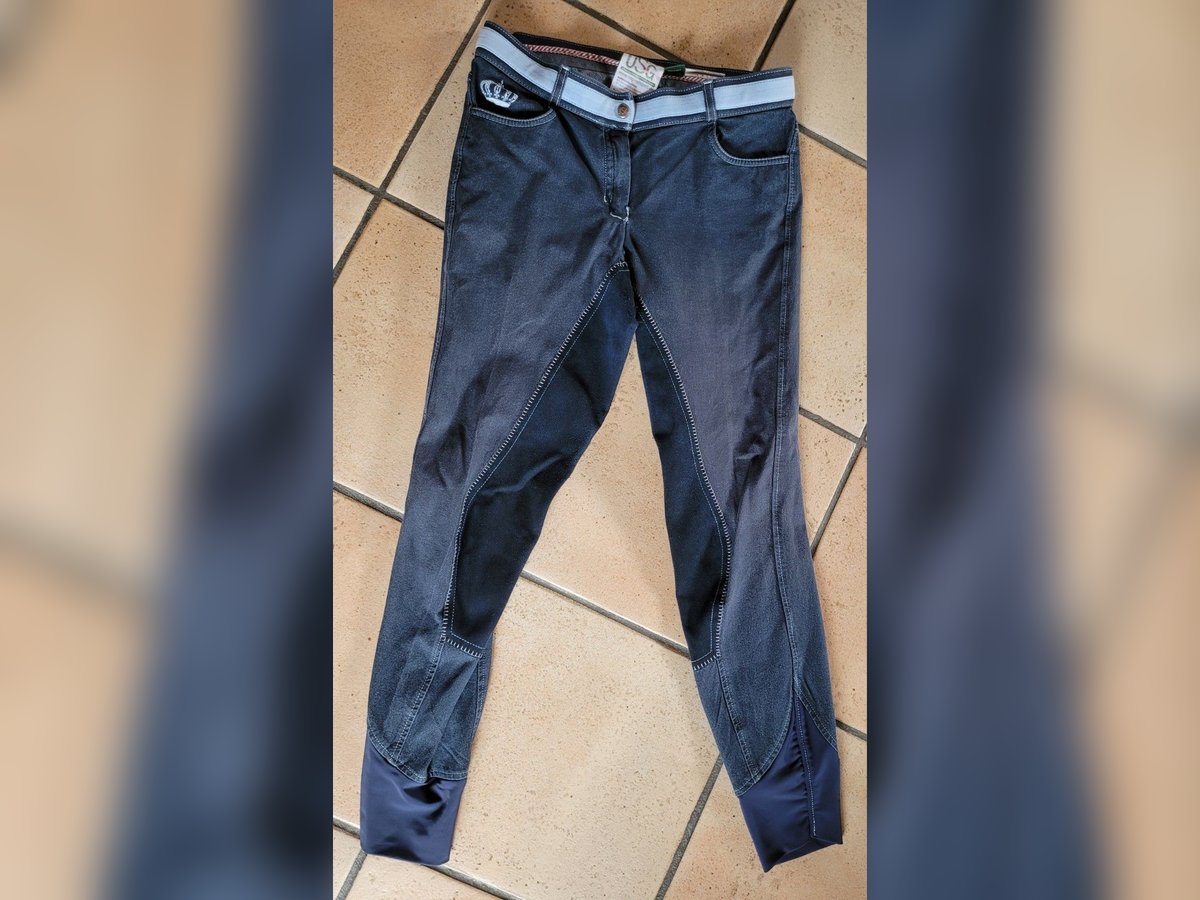 blaue edle Jeans Reithose mit Vollbesatz - USG - Größe 80
