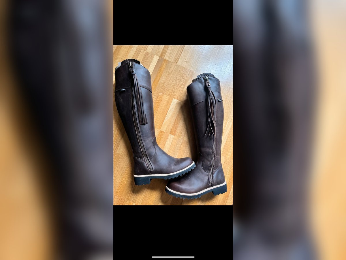 NEU Spanische Reitstiefel Leder Fettleder braun 36 ungetragen im Karton + Original Verpackung