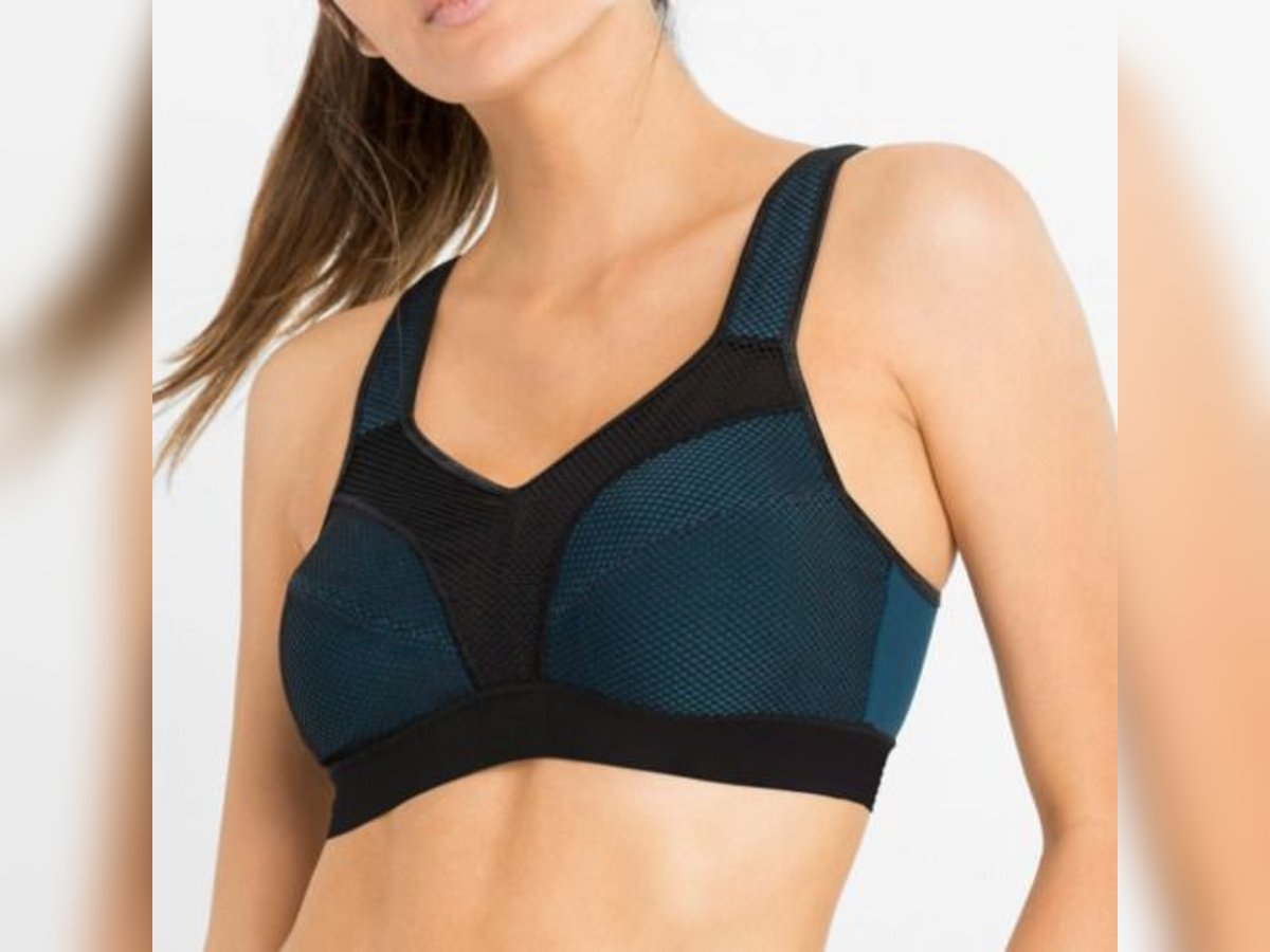 Damen Moderner Sport BH mit graphischem Mesh ohne Bügel ungepolstert Neu