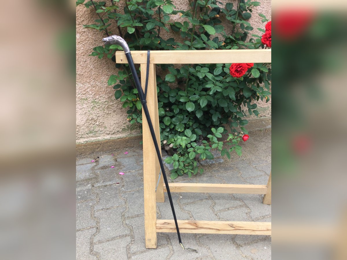 Reitgerte mit Silbergriff Pferdekopf