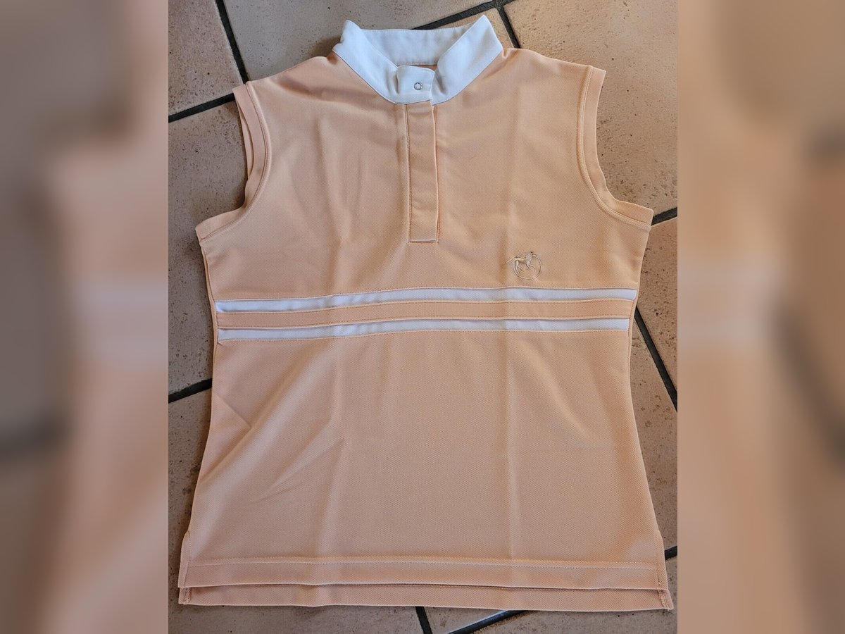 apricotfarbene Turnierbluse / Turniershirt ärmellos - Größe L