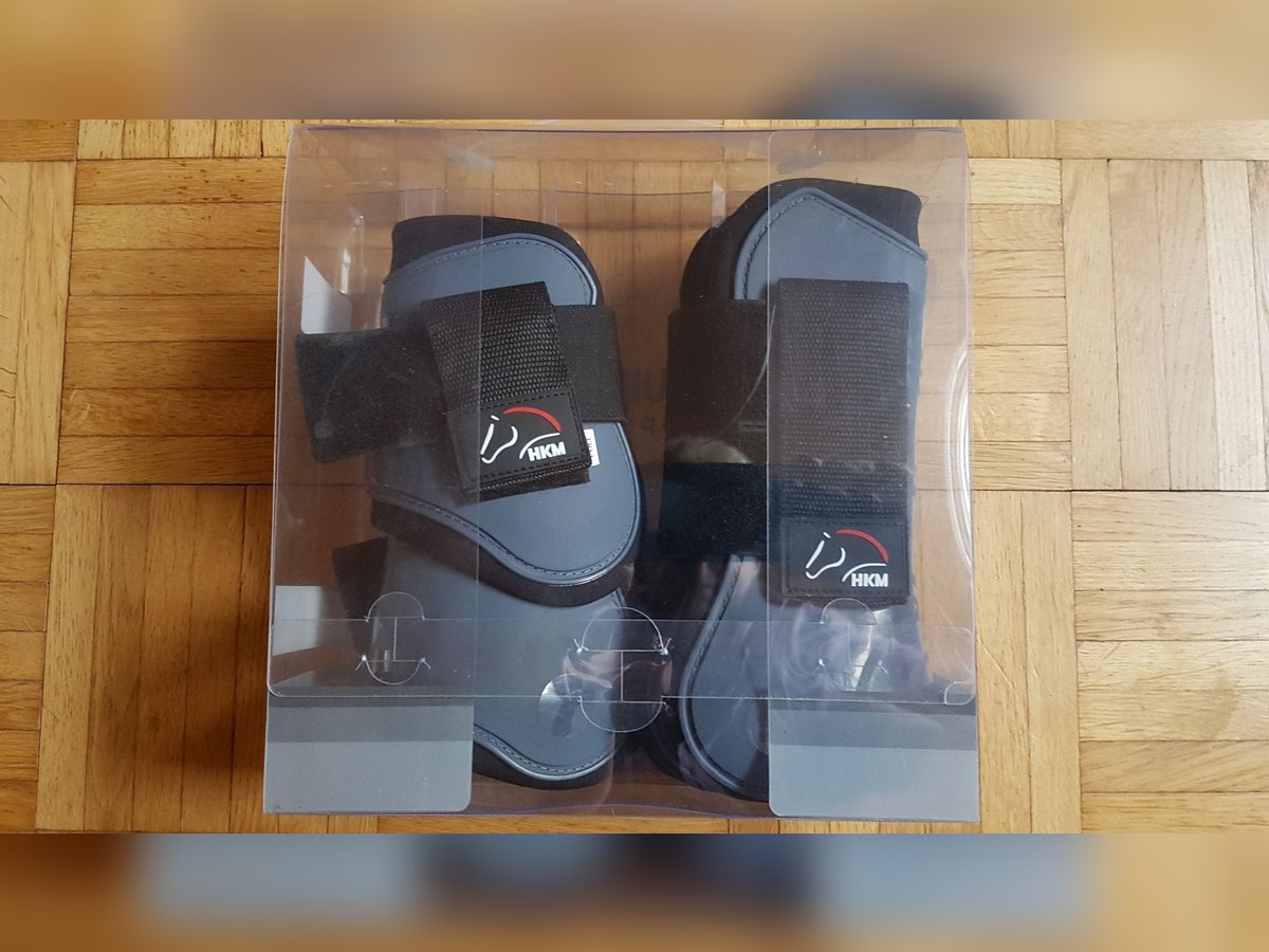 HKM Gamaschen und Streichkappen, Genua Grau/Schwarz Warmblut NEU !!!!!
