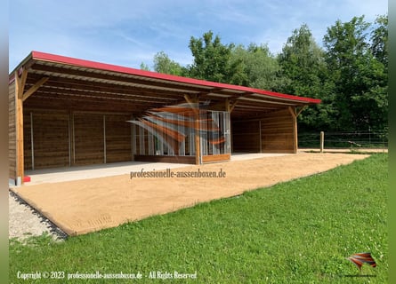 Offenstall bauen, Weidehütte pferd, Pferdeunterstand, Weideunterstand, Pferdefütterung im Offenstall