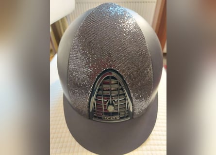 KEP Reithelm Cromo 2.0 Matt Inserto Glitter mit Polo-Schirm, inkl. Tasche und Inlay, dunkelblau 