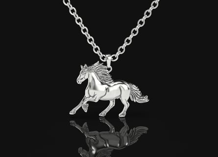 Majestic pendant - of a Friesian horse - extra large - made of 14k gold,  or sterling silver