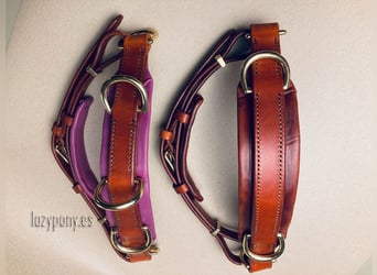 Elegante muserola serreta de cuero Lazypony,  leather noseband with rings Lazypony