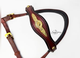 Frontalera clásica barroca artesanal de cuero Lazypony  / Leather Classic baroque browband
