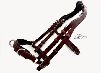 Leather horse bridle École Lazypony, cavesson bridle, Cabezada de cuero para caballos École Lazypony