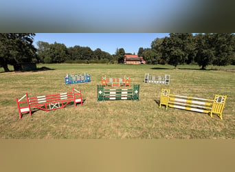 Recorrido de obstáculos, soportes de captura, oxer, barras de obstáculos, apoyos y mucho más.
