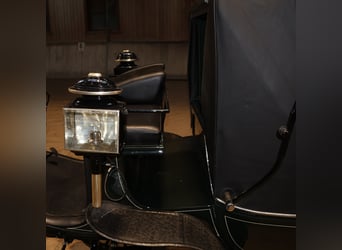 Vis-à-Vis carriage, newly restored, 4-horse team, leather harness and trunk