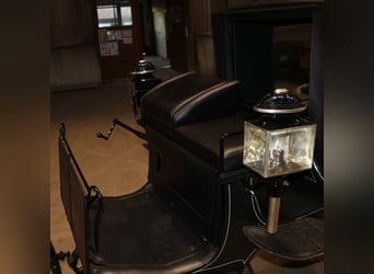 Vis-à-Vis carriage, newly restored, 4-horse team, leather harness and trunk