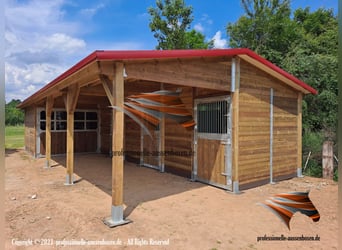 Aussenbox, Pferdestall bauen, Pferdebox, Offenstall bauen, Unterstand, Stallungen, Stall bauen,