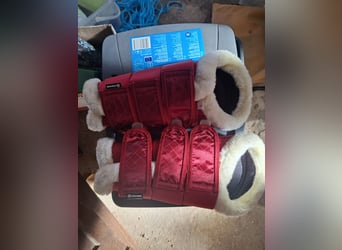 4Horses Gamaschen mit Faux-Fur / Kunstfell - Rot - Größe L - Neuwertig