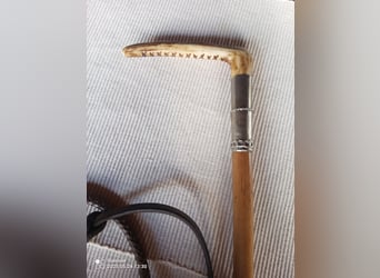 Vintage Antik Viktorianisch Edwardianisch Bambus und Leder Reiten Jagd Horn Griff