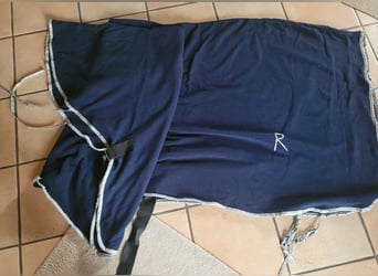 blaue Abschwitzdecke mit Halsteil mit Reflektoren - 155 cm