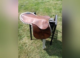 günstig baumloser Ponysattel - Leder mit dickem Filzpad