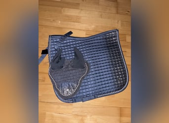 Dressur Schabracke + passende Fliegenhaube in light-denim