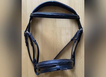Trense Schwarz/Weiß WB Sehr Weiches Leder + passende Zügel Neu!