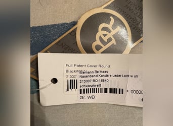 BR Reithalfter für Kandarre Lack weiß und schwarz unterlegt.