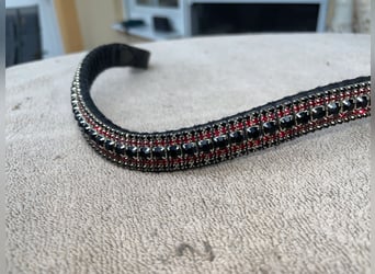 Stirnriemen Cob in rot/schwarz geschwungen