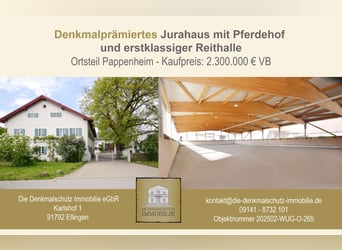 Denkmalprämiertes Jurahaus mit Pferdehof und erstklassiger Reithalle