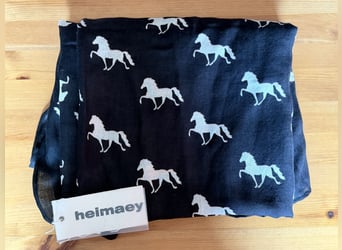 Heimaey 100% Merino-Tuch/Schal mit Islandpferden in verschiedenen Farben