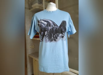 T-Shirt hellblau mit Pferdemotiv Gr. S