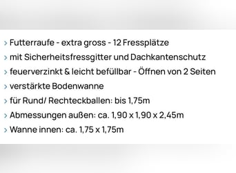Heuraufe groß mit Sicherheitsfressgitter Pferde