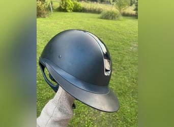 Reithelm Samshield 1.0 Premium, Navy/Blau, Leder-Top, Chrome Größe M