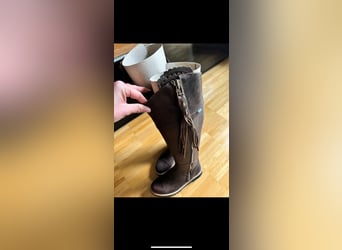 NEU Spanische Reitstiefel Leder Fettleder braun 36 ungetragen im Karton + Original Verpackung