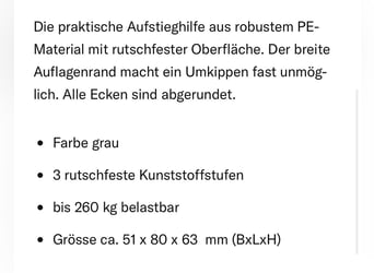 Aufstieghilfe 3 Treppen stabil bis 260 Kilo