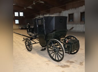 Carrozza Vis-à-Vis completamente restaurata, equipaggio a 4 cavalli, finiture in pelle con bauli