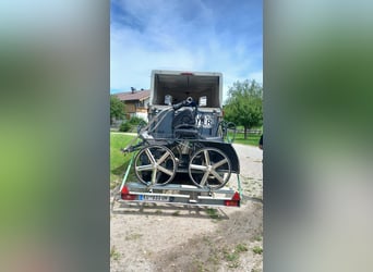 Pferdeanhänger mit Kutschenaufsatz hinten