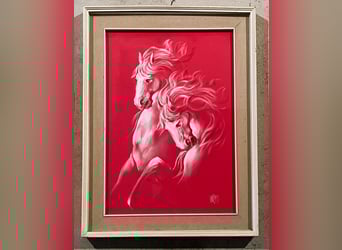 VITEMI Art Frame - "Flaming" Horses, 1970s-1980s