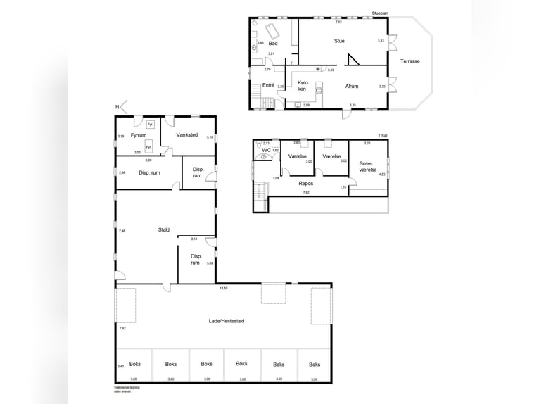 Maison rénovée avec 6 boxes pour chevaux, manège, paddocks avec clôture en bois (8 hectares de terra