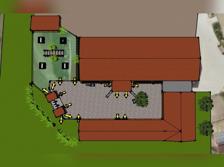 Nouvelle construction d’un box moderne prévue pour mai 2026, ainsi que l’établissement existant avec