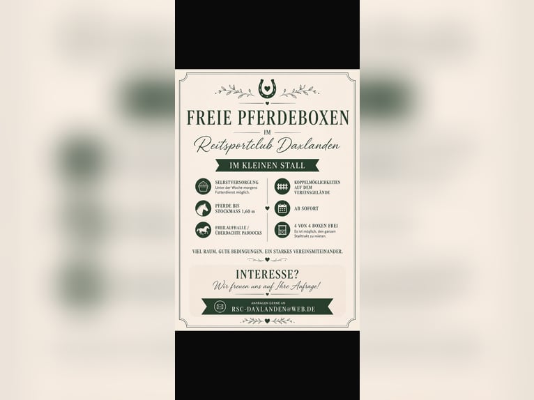 4 boxes disponibles pour chevaux à Daxlanden, 76189