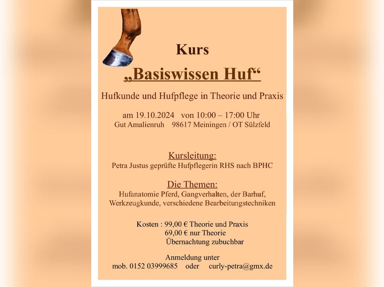 Kurs  „Basiswissen Huf“     Hufkunde und Hufpflege in Theorie und Praxis