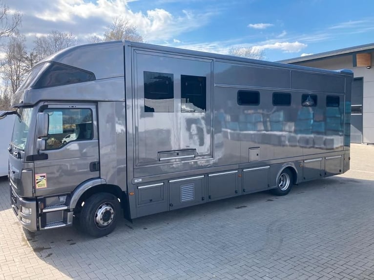Camion de transport de chevaux MAN TGM, capacité 4-5 chevaux, 14 tonnes, année 2017, 290 ch, occasio