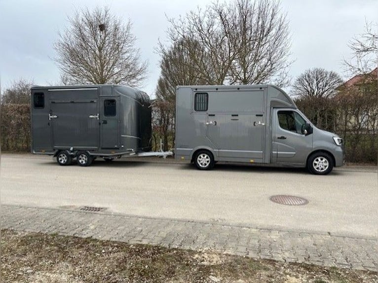 Transporteur de chevaux Renault, attelé avec permis B/E, transporteur de bétail, transporteur animal