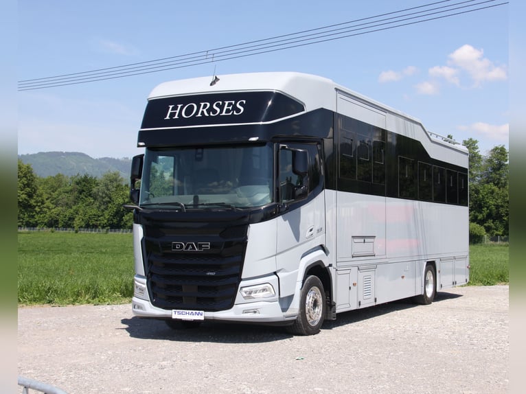 Transporteur de chevaux DAF XF410, camion pour chevaux avec espace de vie